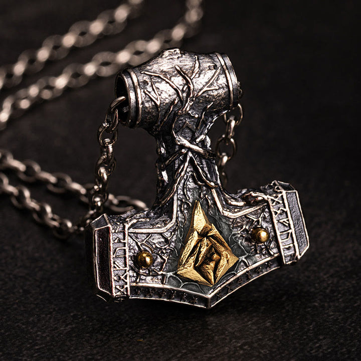 WorldNorse Halskette aus 925er Sterlingsilber mit Mjölnir -Anhänger aus Stonehenge - Mit Kette - image 1