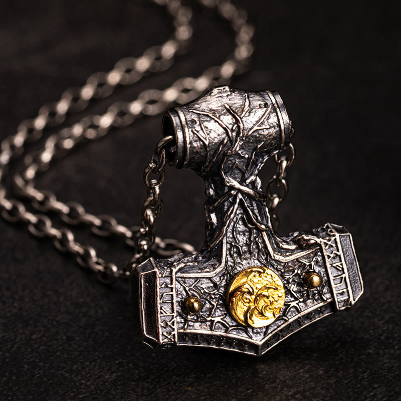 WorldNorse Halskette mit nordischem Mjölnir Emblem aus 925er Sterlingsilber - Mit Kette - image 1