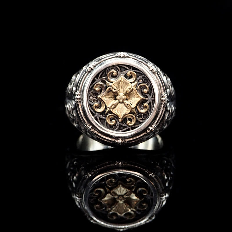 WorldNorse 925 Sterling Silber Barock Siegelring - Curling-Gras-Muster - 65mm - image 1