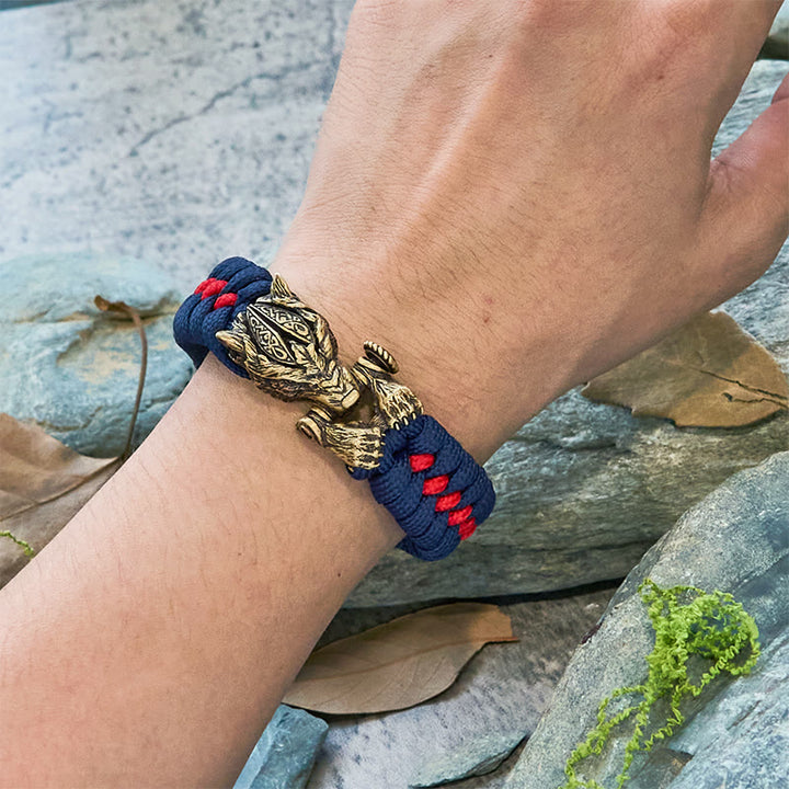 WorldNorse Armband aus geflochtenem Paracord mit Wikinger-Krieger und Wolf - image 12