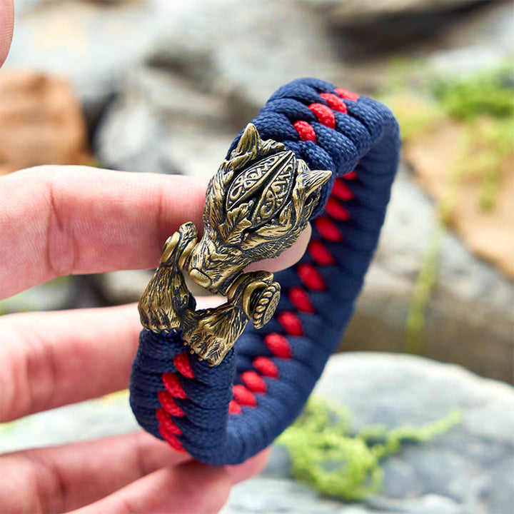 WorldNorse Armband aus geflochtenem Paracord mit Wikinger-Krieger und Wolf - image 11