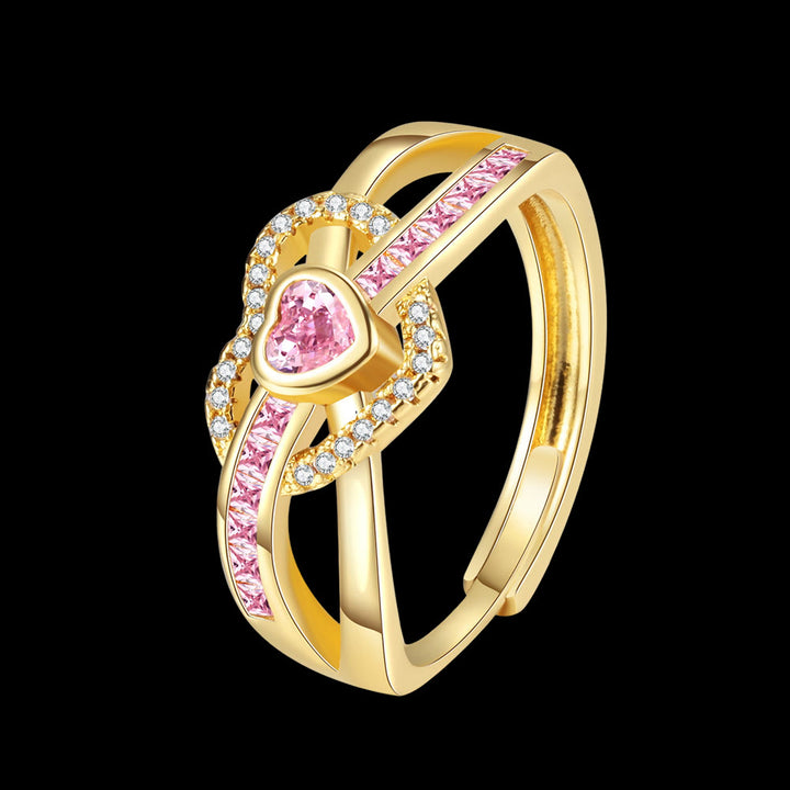 WorldNorse Freyas Winterherz-Rosenring - Gold & Rosa Herz - Einstellbar - image 9