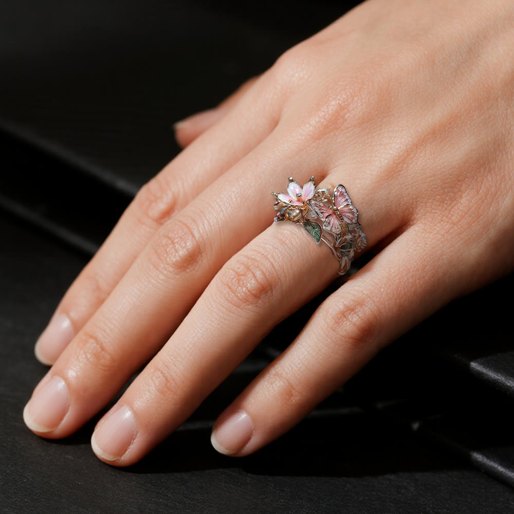WorldNorse Whispering Blossoms Schmetterlingsring - image 1