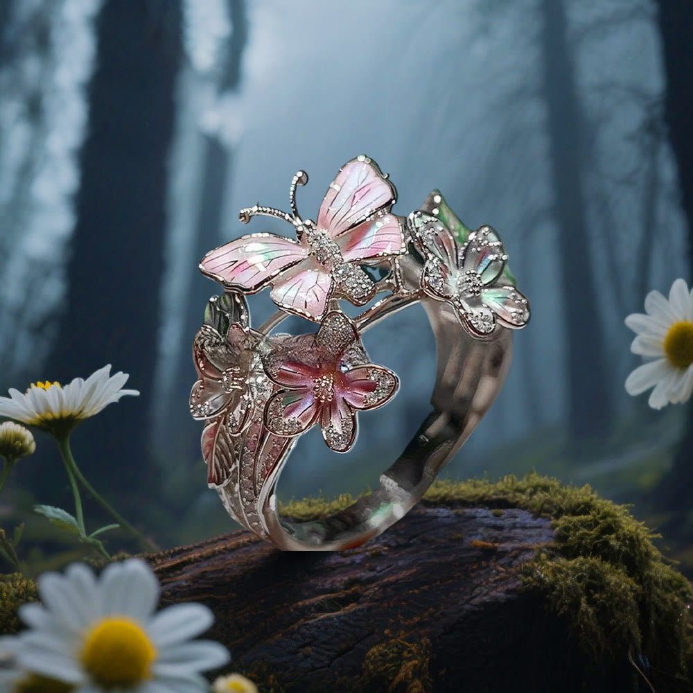 WorldNorse Whispering Blossoms Schmetterlingsring - Schmetterling#D - Silber - image 14