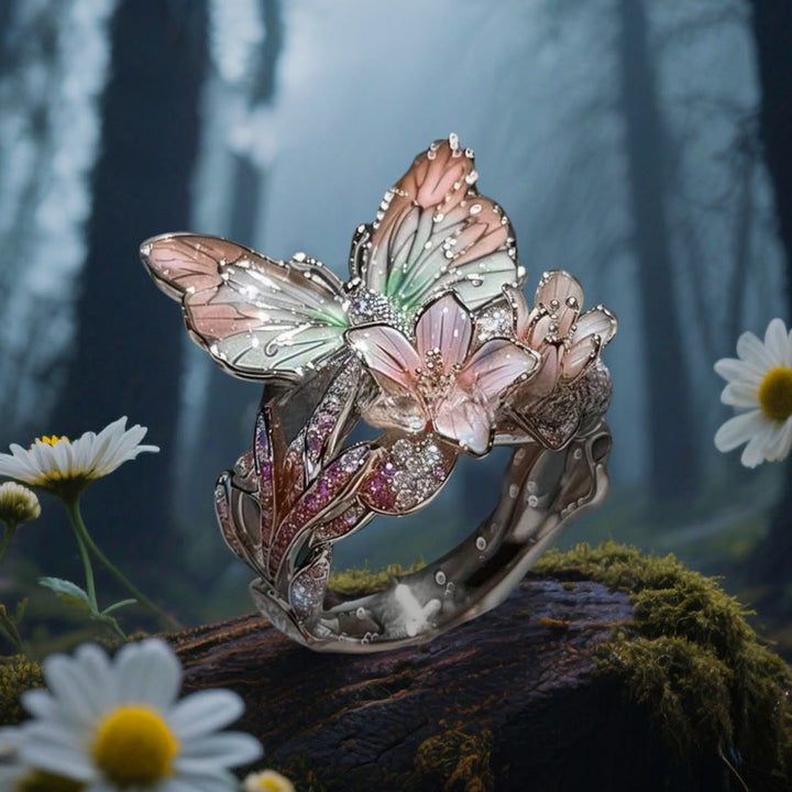 WorldNorse Whispering Blossoms Schmetterlingsring - Schmetterling#C - Silber - image 11