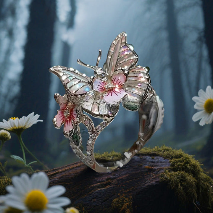 WorldNorse Whispering Blossoms Schmetterlingsring - Schmetterling#B - Silber - image 8