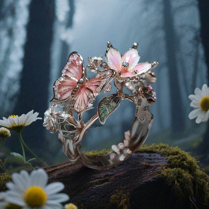 WorldNorse Whispering Blossoms Schmetterlingsring - Schmetterling#A - Silber - image 5