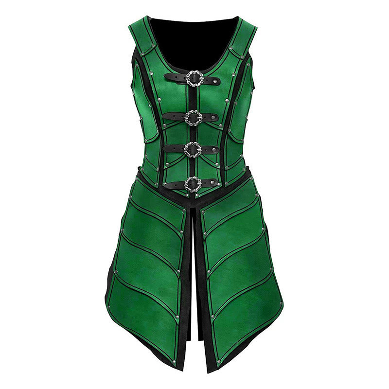 WorldNorse Steampunk Damen Korsettkleid mit Ringschnallen - Grün - image 4