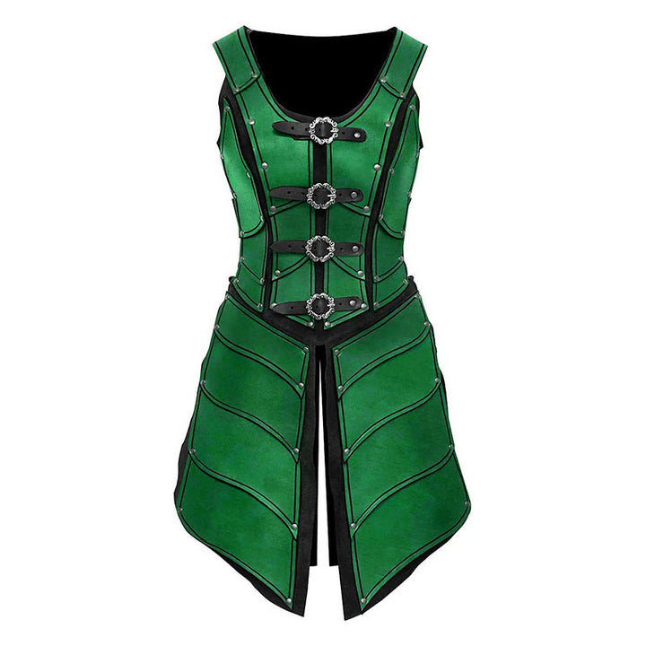 WorldNorse Steampunk Damen Korsettkleid mit Ringschnallen - Grün - image 4