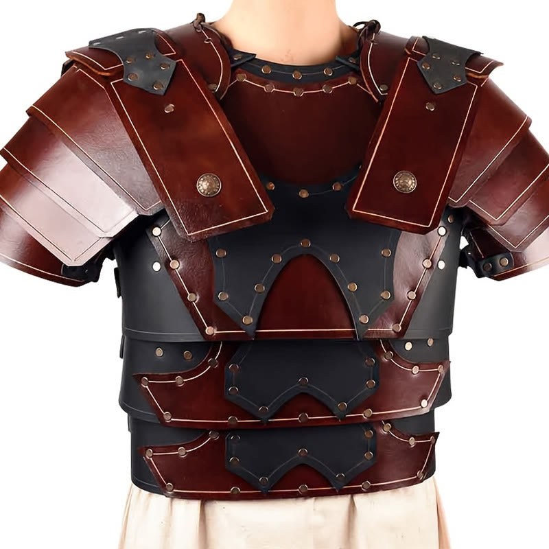 WorldNorse Wikinger-Brustpanzer im Lederpaneel-Design - Braun & Schwarz - image 1