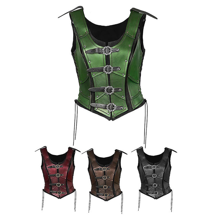 WorldNorse Damen-Brustpanzer mit Retro-Nieten und vier Ringschnallen - image 1