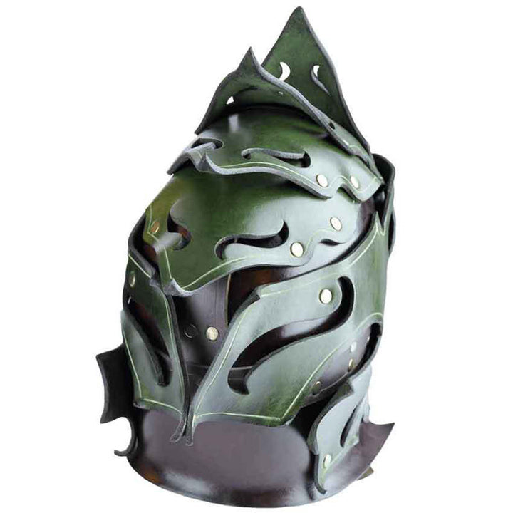 WorldNorse Woodland Flammenförmiger Lederhelm mit Nieten - image 3