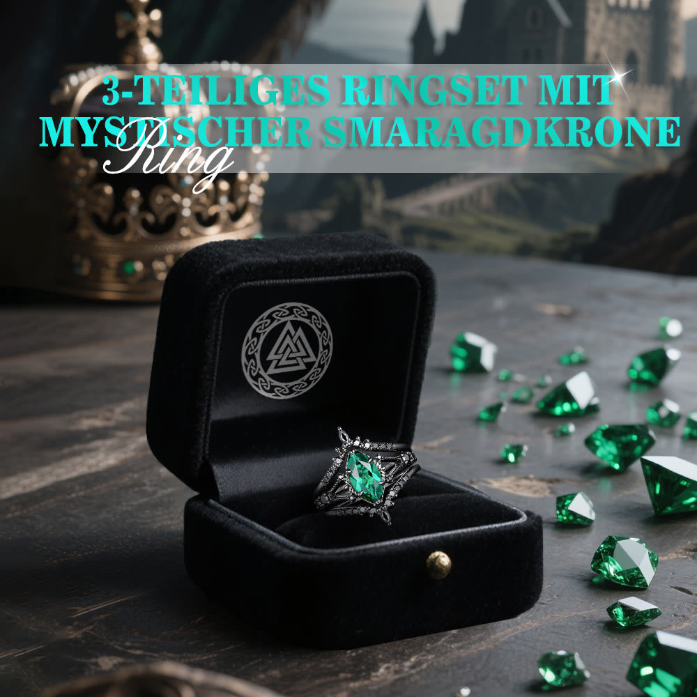WorldNorse Mystic Smaragdkrone 3-teiliges Ringset - image 2