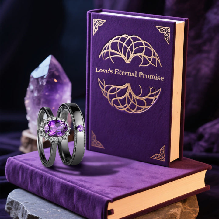 WorldNorse Royal Violet Amethyst Bond Ring Set - image 3