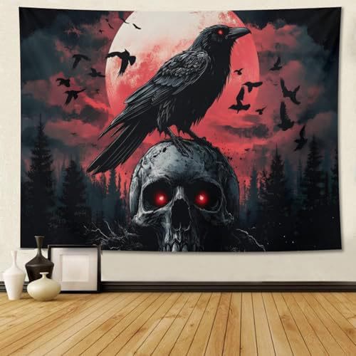 WorldNorse Blutmond Raven Wandbehang - Raven  - 180X320cm - image 0