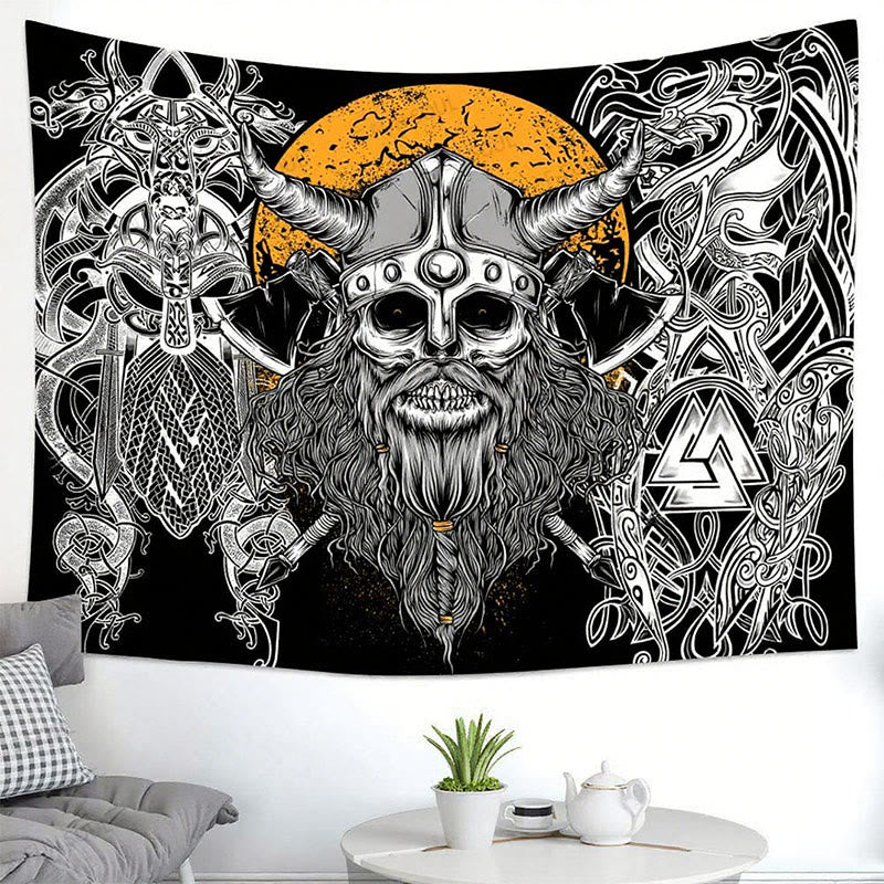 WorldNorse Viking Skull Horned Helm Nordische Waffe Wandbehang - image 1