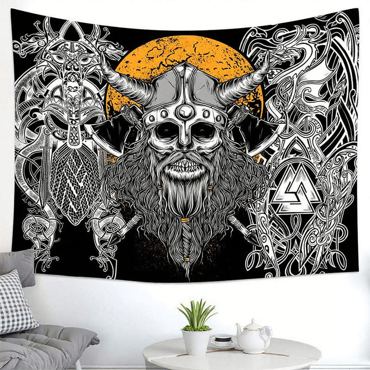 WorldNorse Viking Skull Horned Helm Nordische Waffe Wandbehang - image 1