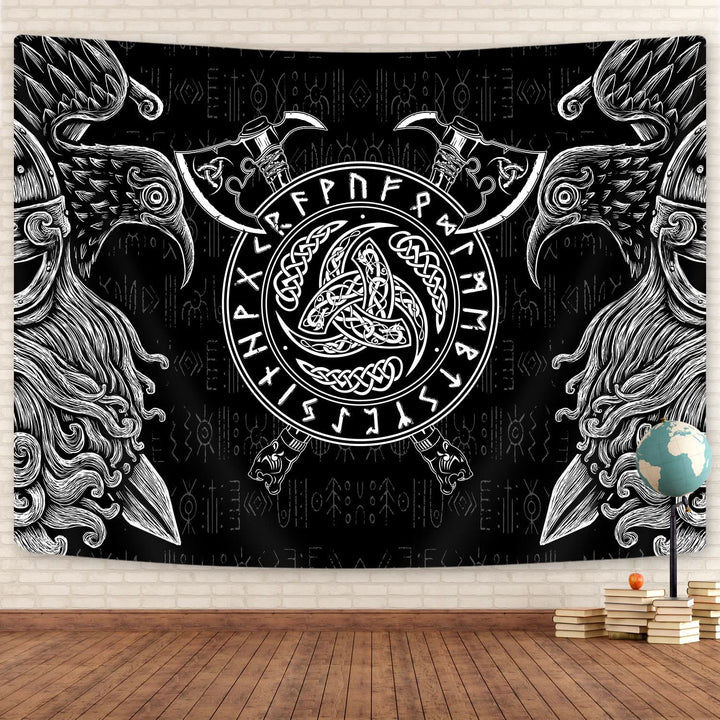 WorldNorse Wikinger Axt Raven Triple Horn Of Odin Wandbehang - image 1