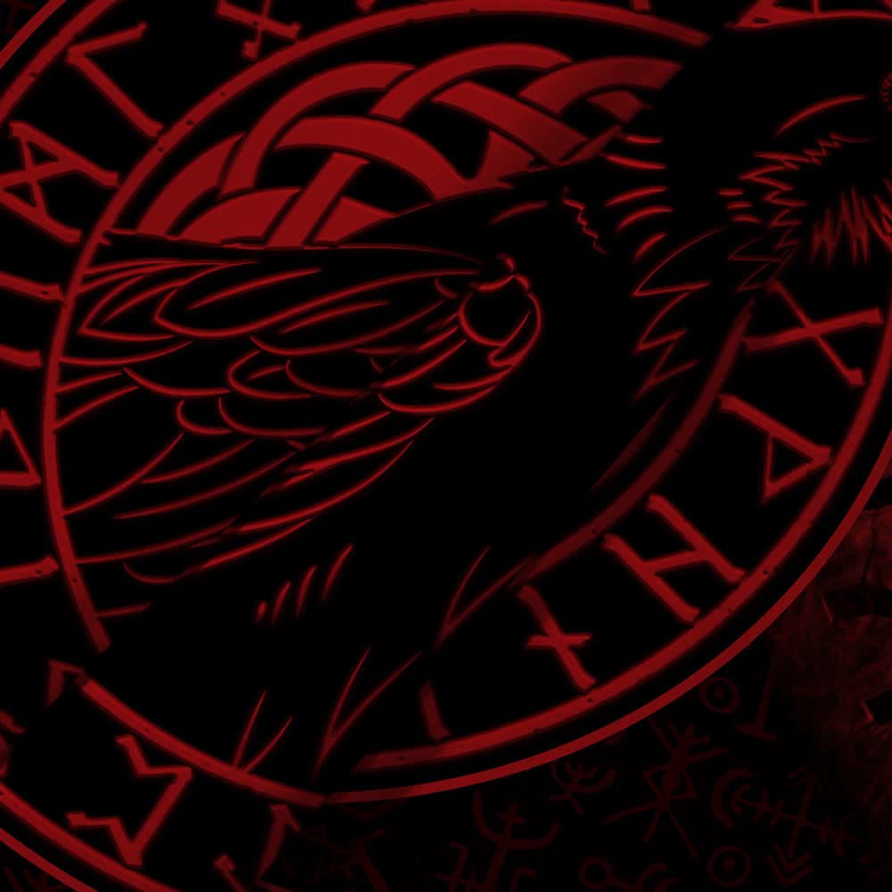 WorldNorse Raven Crow Rune Rot und Schwarz Wandbehang - image 4