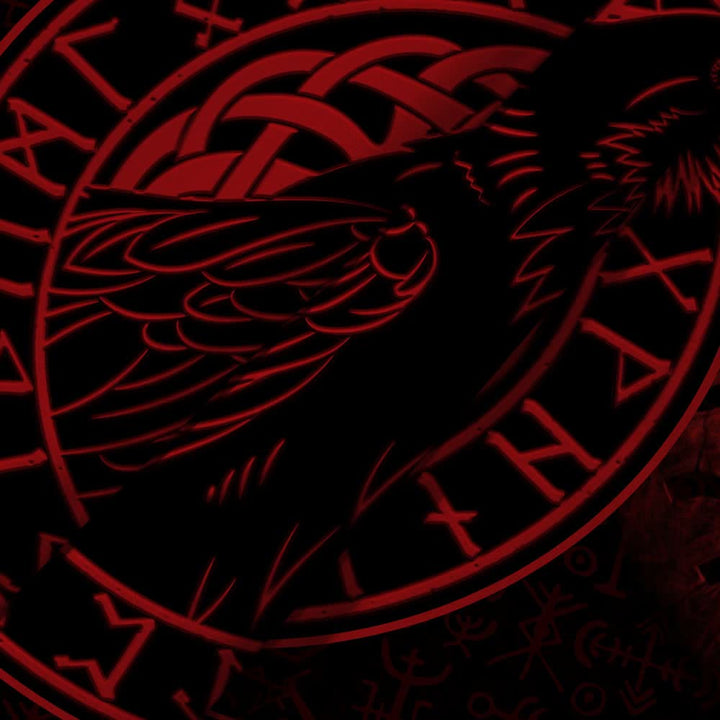 WorldNorse Raven Crow Rune Rot und Schwarz Wandbehang - image 4