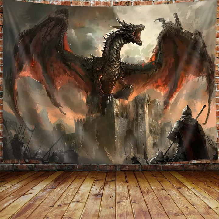 WorldNorse Medieval Fantasy Castle Dragon Wandbehang - image 1