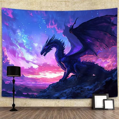 WorldNorse Majestic Ice Dragon Schneeregionen Wandbehang - Nordischer Drache # Sternenhimmel - 180X320cm - image 5