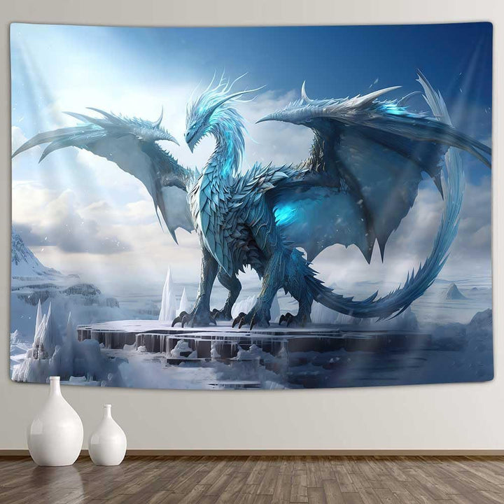 WorldNorse Majestic Ice Dragon Schneeregionen Wandbehang - image 1