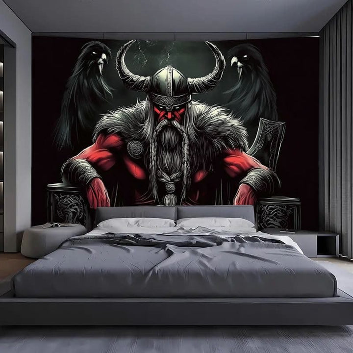 WorldNorse Dark Ravens Gehörnter Helm Wikingerhäuptling Wandteppich - image 4