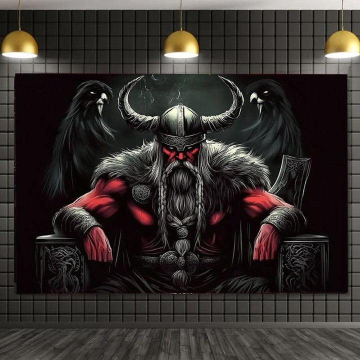 WorldNorse Dark Ravens Gehörnter Helm Wikingerhäuptling Wandteppich - image 2