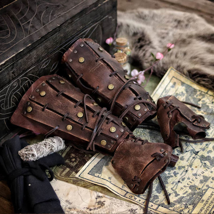 WorldNorse Rivets Armschienen mit Fingerbedeckung und Schnürung - image 2