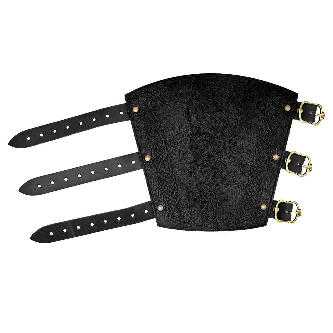 WorldNorse Armschienen aus Leder mit nordischem Drachen und Keltischer Knoten - image 3