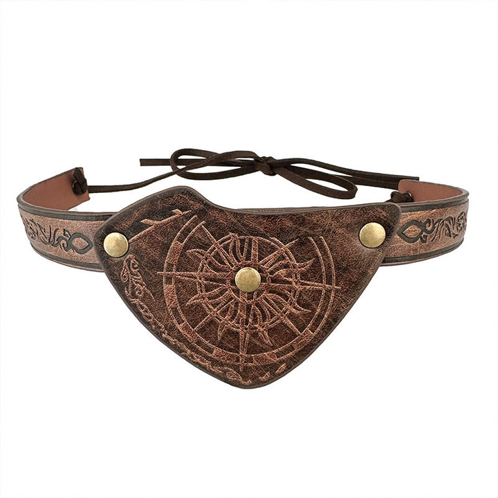 WorldNorse Wikinger-Kompass-Augenklappe aus geprägtem Leder - image 6