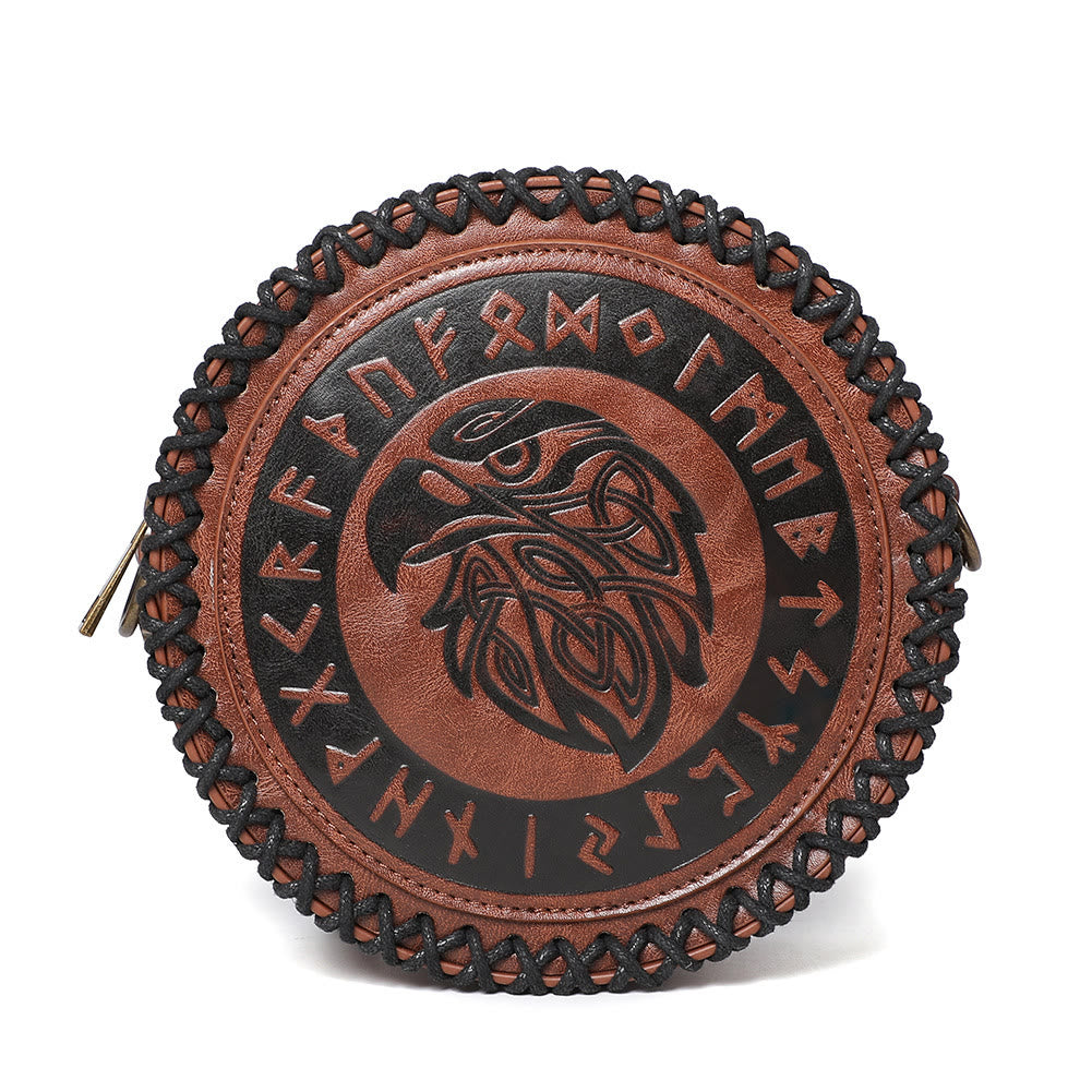 WorldNorse Viking Rune Eagle Umhängetasche mit Prägung - Braun - image 11