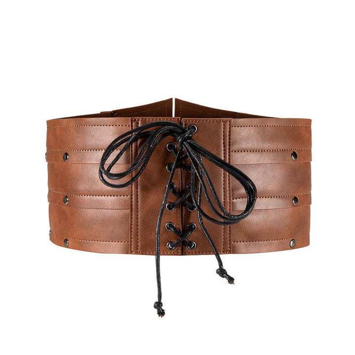 WorldNorse Damen-Bund mit baumelnder Kette und Spike-Schnürung - image 3