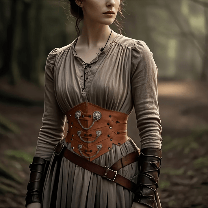 WorldNorse Damen-Bund mit baumelnder Kette und Spike-Schnürung - image 5