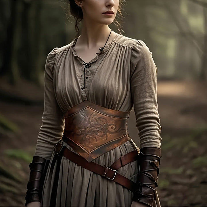 WorldNorse Korsettbund aus geprägtem Kunstleder - Braun - image 0