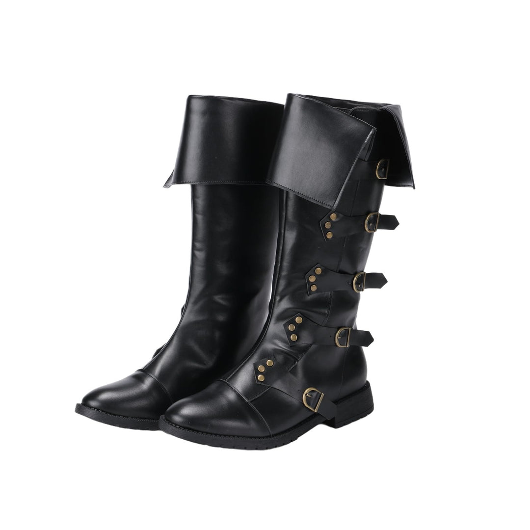 WorldNorse Steampunk-Stiefel mit Schnallendetail und Umschlag - Schwarz - US 13 - image 0