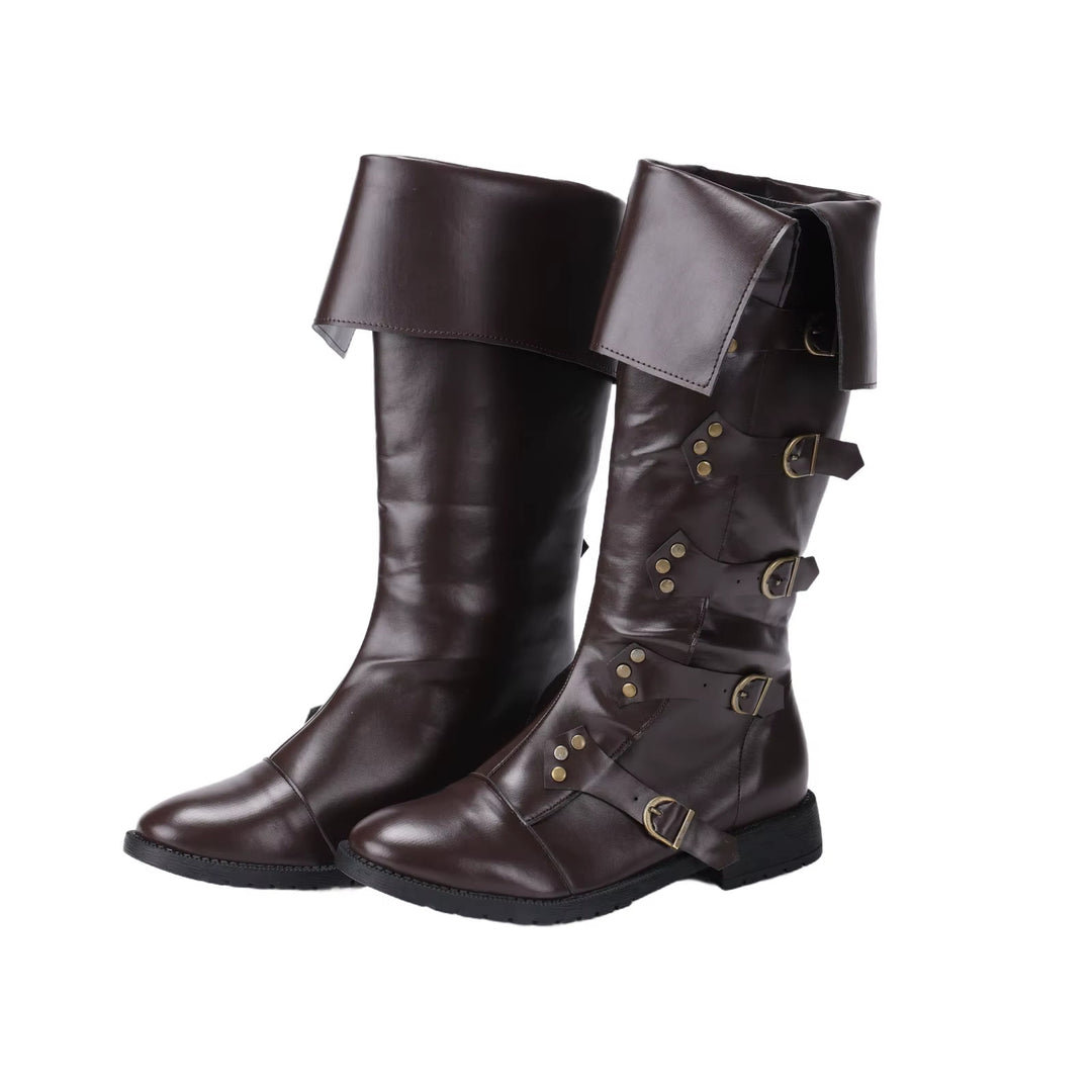 WorldNorse Steampunk-Stiefel mit Schnallendetail und Umschlag - Dunkelbraun - US 13 - image 3