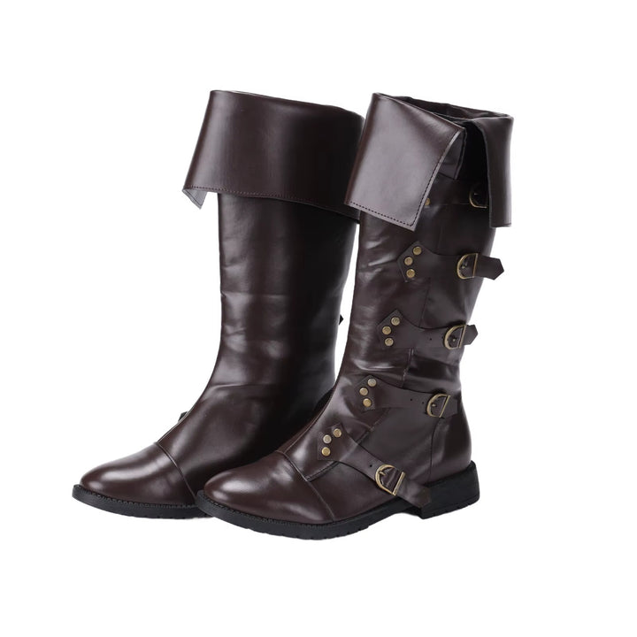 WorldNorse Steampunk-Stiefel mit Schnallendetail und Umschlag - Dunkelbraun - US 13 - image 3