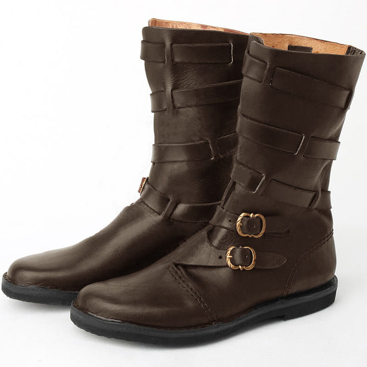 WorldNorse – Handgefertigte Stiefel aus Leder mit Schnallenriemen - Kaffeebraun - US 13 - image 2