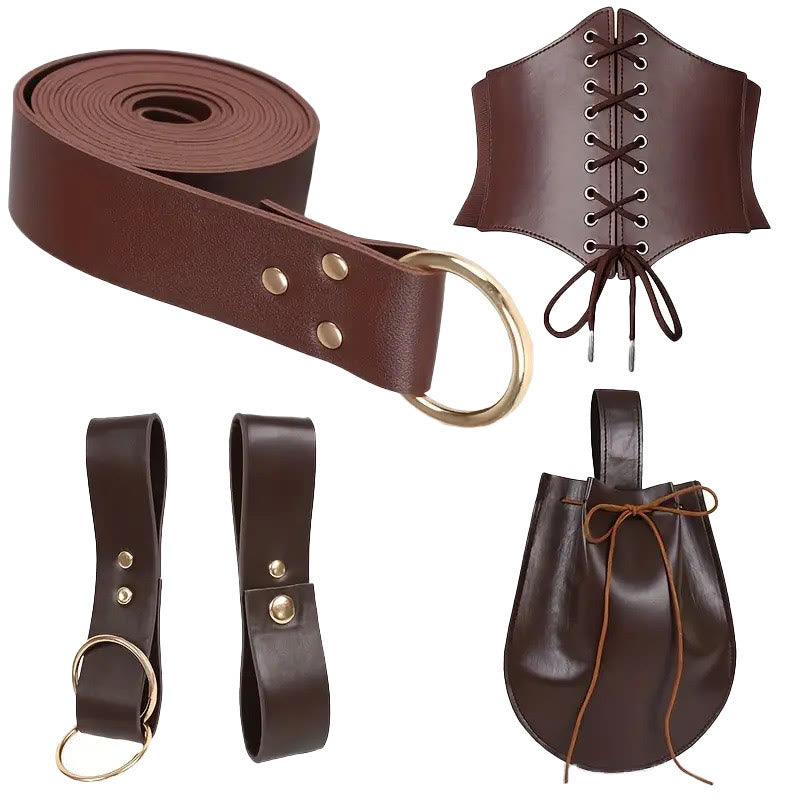 WorldNorse Edgy Double Rings Kordelzugbeutel und Gürtel - image 1