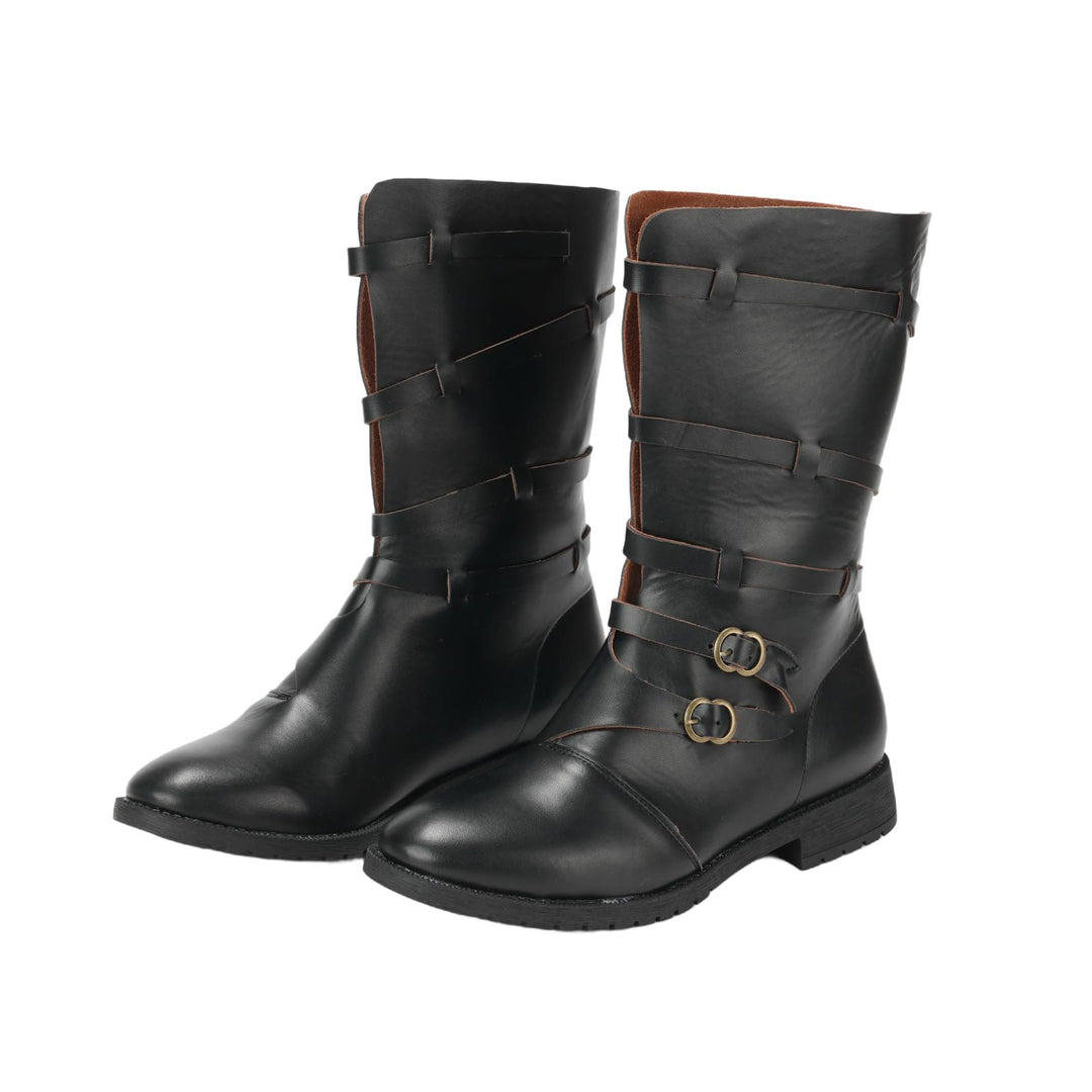 WorldNorse – Handgefertigte Stiefel aus Leder mit Schnallenriemen - Schwarz - US 13 - image 0