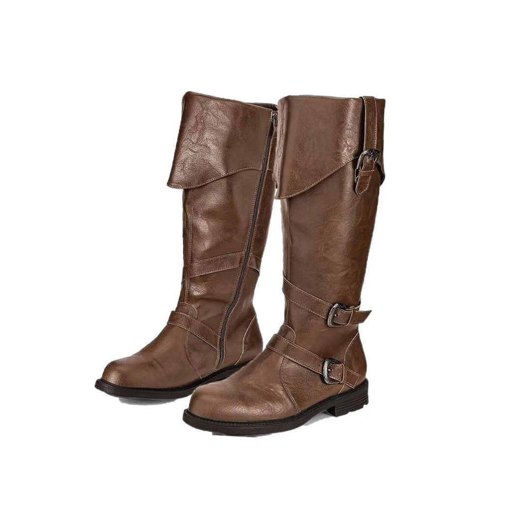 WorldNorse – Slouch-Stiefel im Western-Stil mit Schnalle - Gelblich-braun - US 13 - image 2