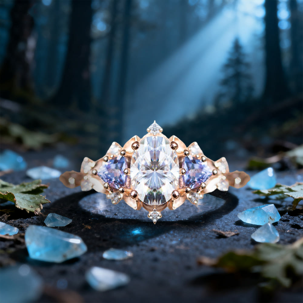 WorldNorse Dawn Leaf Zirkon Ast Ring - Weiß & Lila - 62mm - image 5