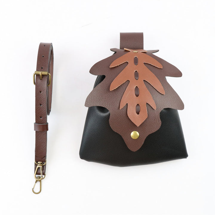WorldNorse Ledertasche und Gürtel mit Waldblatt-Akzent - Schwarz - image 4
