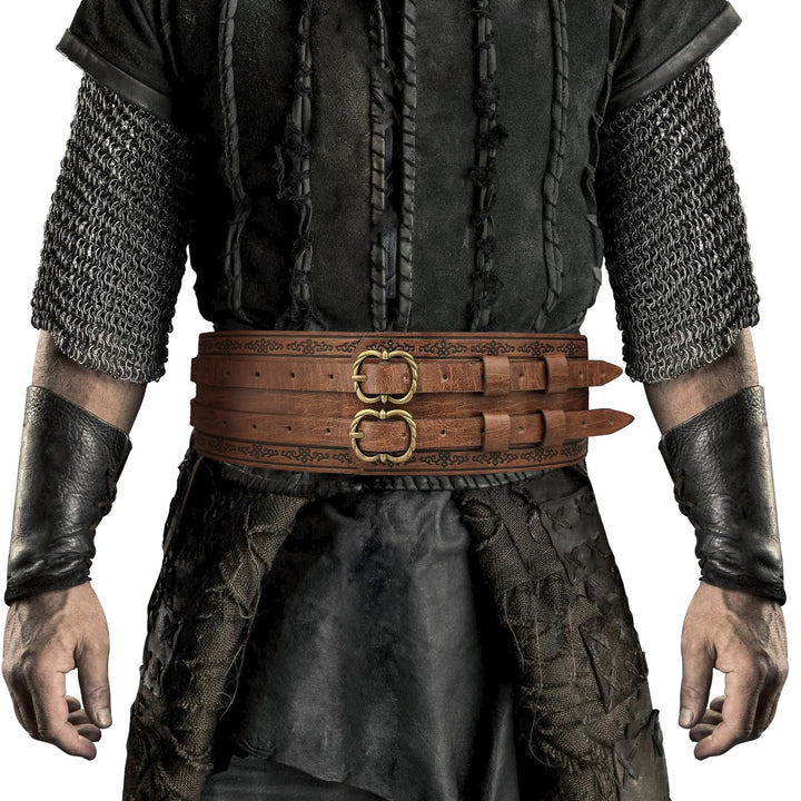WorldNorse Mittelalterlicher Gürtel mit gravierter Doppelschnalle - image 5