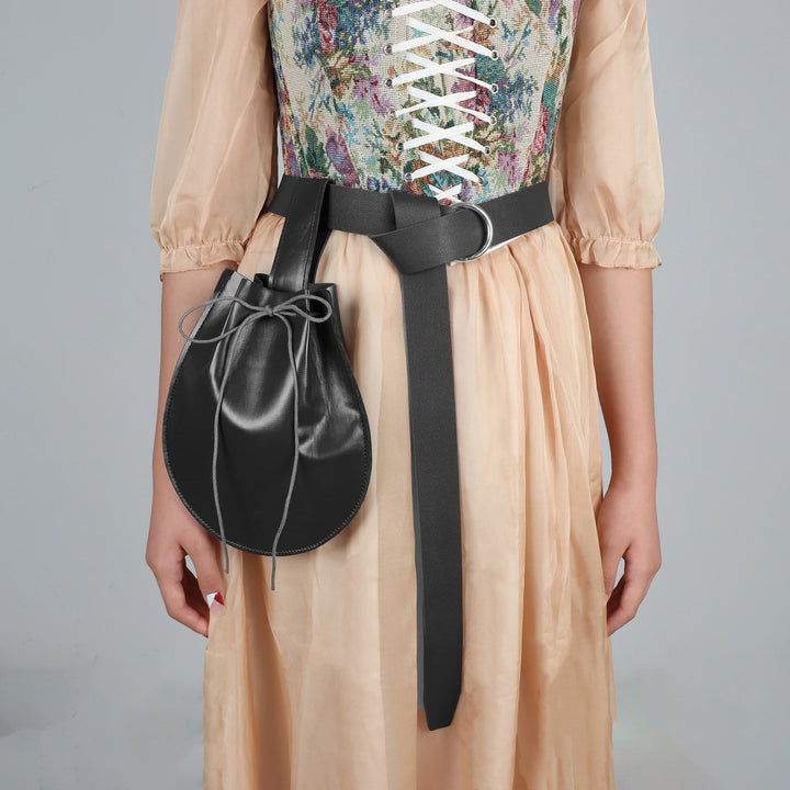 WorldNorse Closure Doppelringschnalle Kordelzugtasche & Gürtel - Gürtel+Tasche - Schwarz - image 3