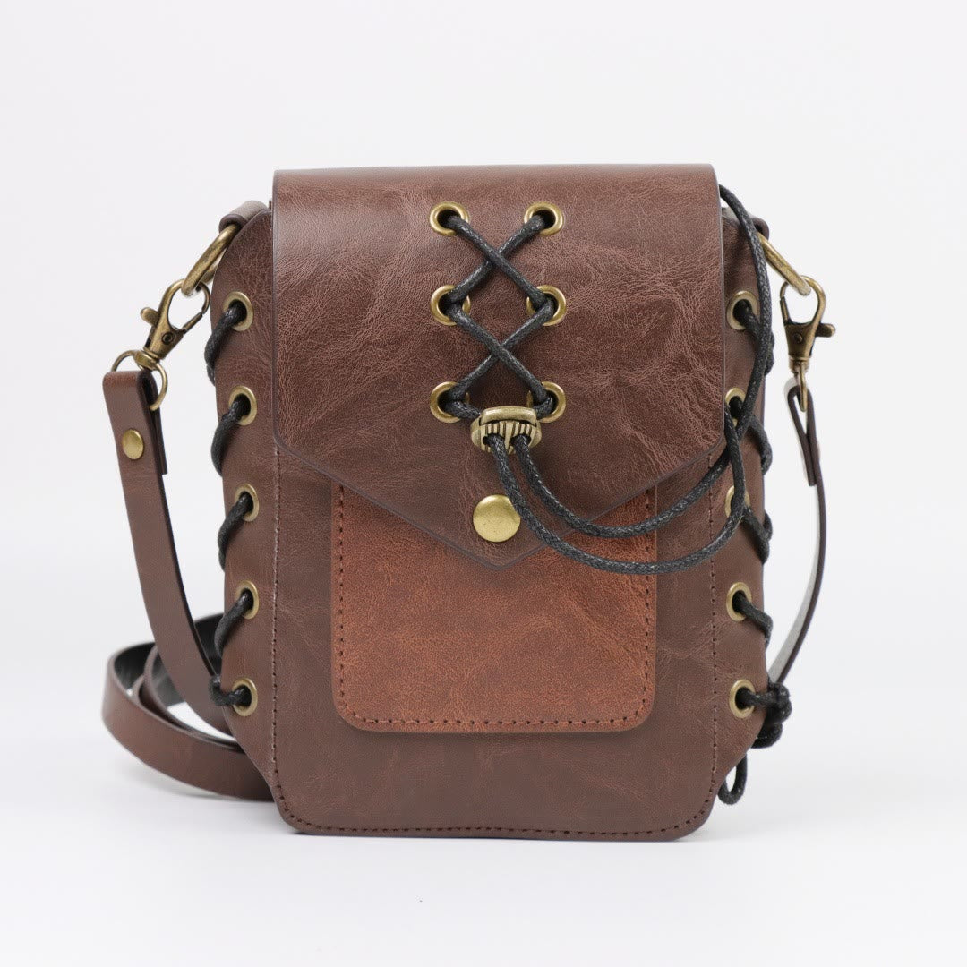 WorldNorse Rustikale Ledertasche und Gürtel mit Blattdekor - image 9