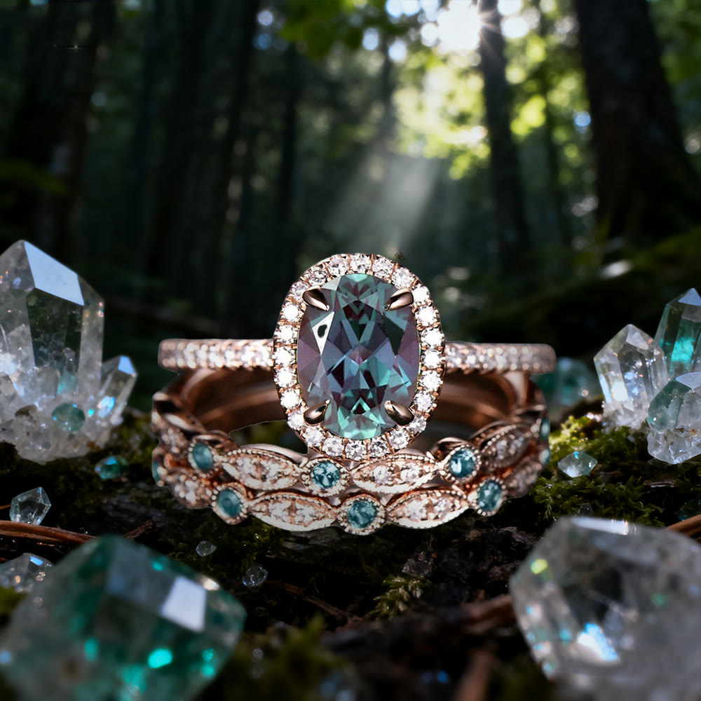 WorldNorse Glücksring aus Alexandrit und Smaragd - Alexandrit - 65mm - image 0