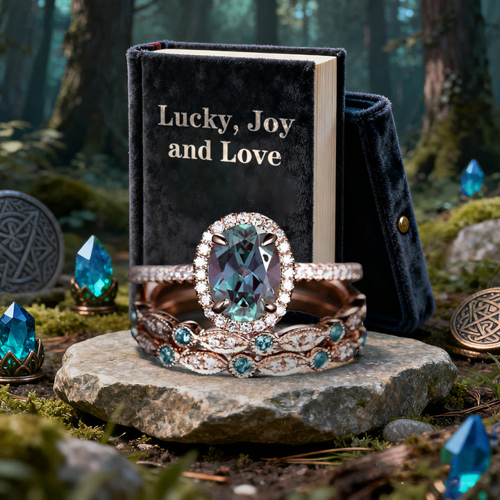 WorldNorse Glücksring aus Alexandrit und Smaragd - image 3